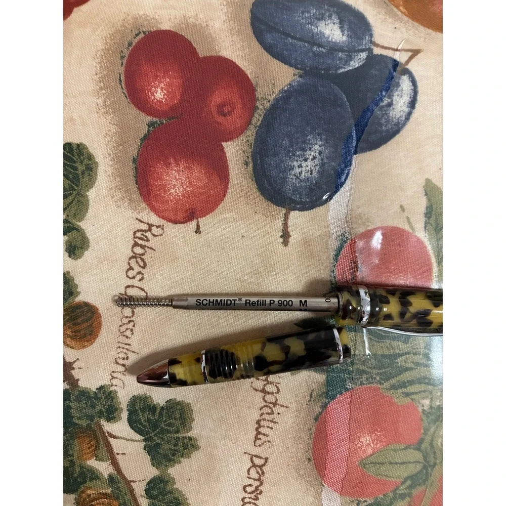 Libelle Yellow Tortoise Shell Resin BallpointPen Chrome Trim Schmidt P900 Refill